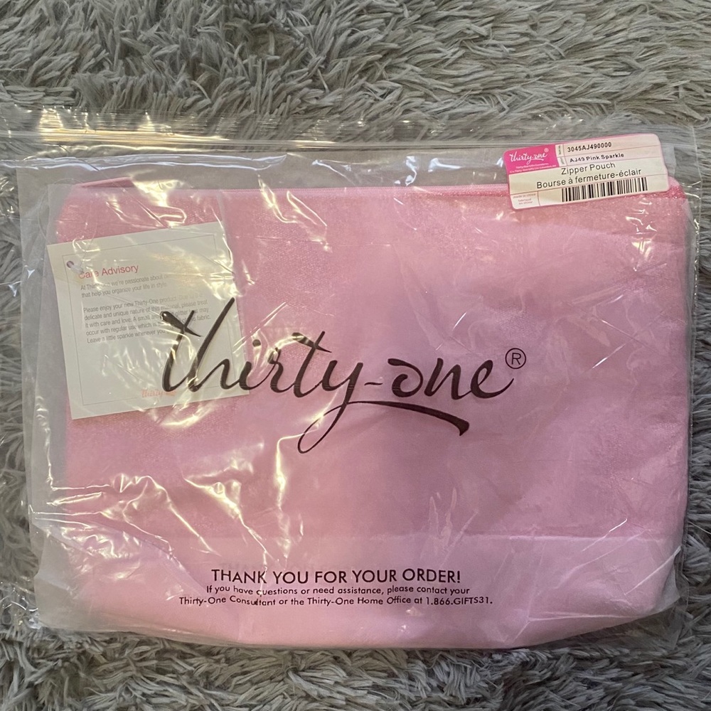 Pink Sparkle Zipper Pouch NIP